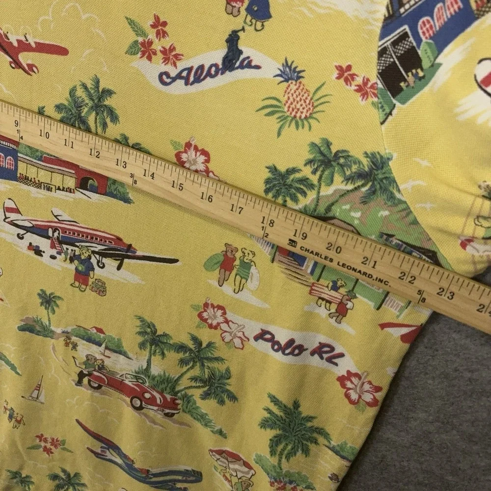Polo Ralph Lauren Polo Bear Polo Shirt Mens XL Yellow Aloha Cotton